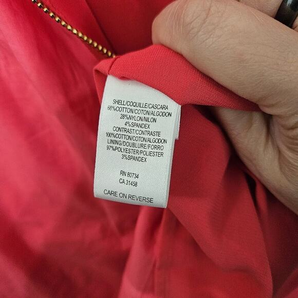 BCBG Maxazria Pink Coral Mini Dress Size Medium Applique Cotton Blend Stretch - Picture 9 of 9